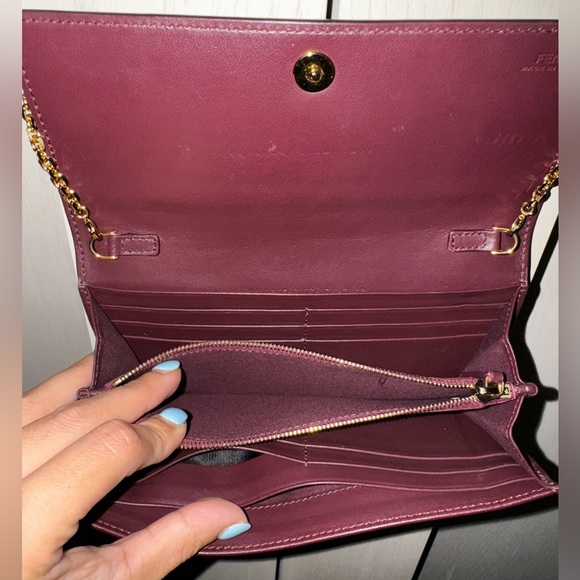 FENDI Burgandy By The Way Wallet On A Chain - Picture 9 of 13